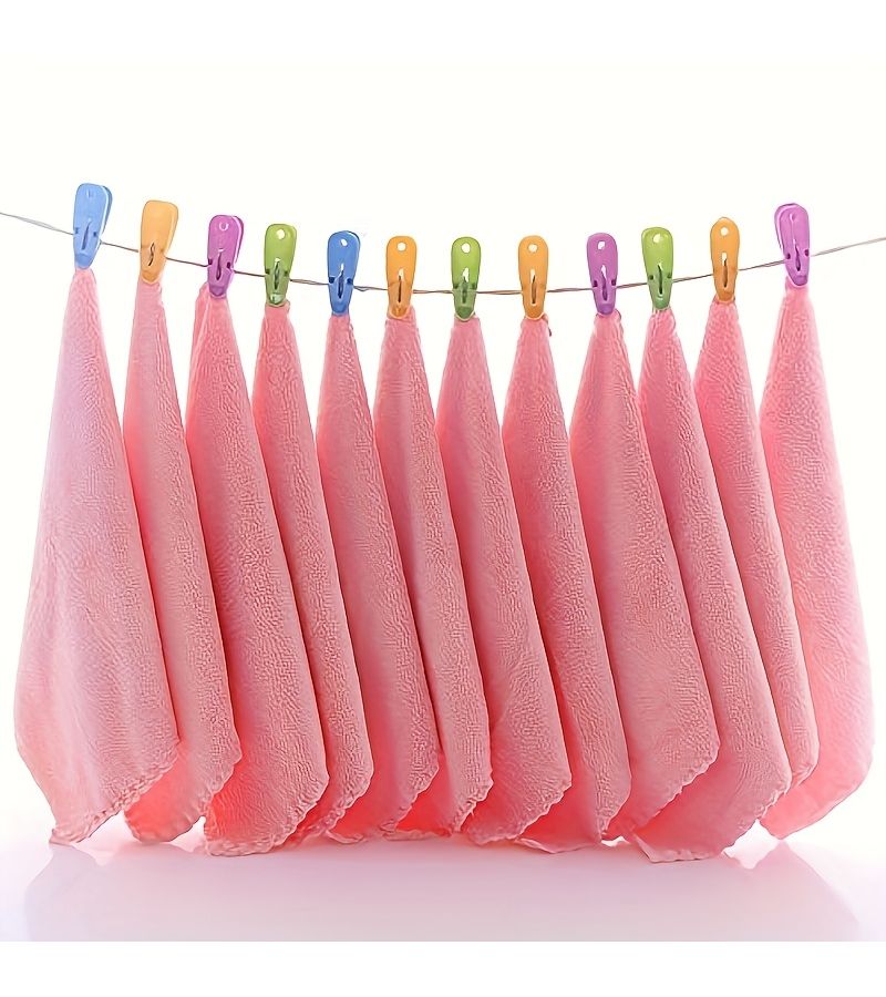 Beige 6pcs Ultra Soft Coral Velvet Microfiber Washcloths Quick Dry Absorbent Multipurpose Towels - Image 2