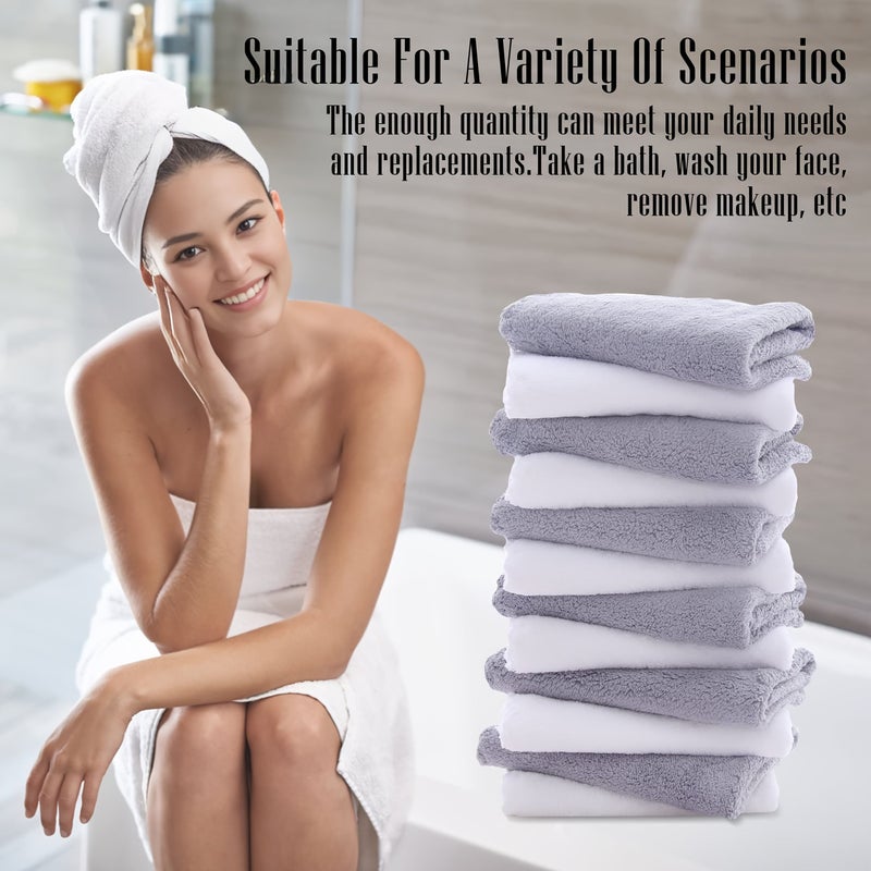 Beige 6pcs Ultra Soft Coral Velvet Microfiber Washcloths Quick Dry Absorbent Multipurpose Towels - Image 5