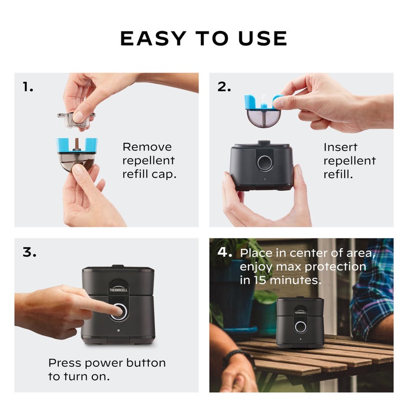 Thermacell Patio Shield Mosquito Repellent E-Series Rechargeable Repeller; 10’ Mosquito Protection Zone; Includes 12-Hour Repellent Refill; No Spray, Flame or Scent; Bug Spray Alternative - Image 4