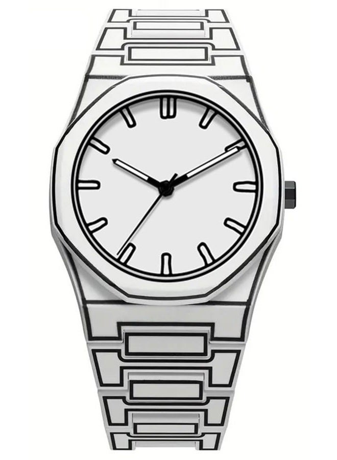 Fanmis Men's Anime-Inspired Fashion Sketch Wristwatch Minimalist Creative Wormhole Design Stylish and Durable Timepiece for Men's Sports Watch, B White - Image 1