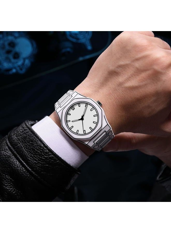 Fanmis Men's Anime-Inspired Fashion Sketch Wristwatch Minimalist Creative Wormhole Design Stylish and Durable Timepiece for Men's Sports Watch, B White - Image 3