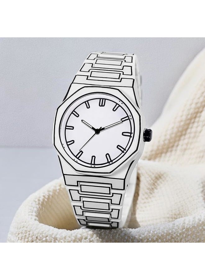Fanmis Men's Anime-Inspired Fashion Sketch Wristwatch Minimalist Creative Wormhole Design Stylish and Durable Timepiece for Men's Sports Watch, B White - Image 4