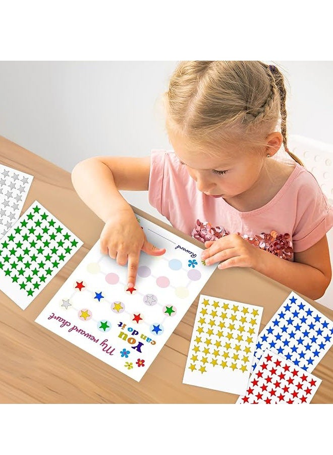 Happy D Colorful star stickers for rewarding children, suitable for students and teachers, 2,700 colorful star stickers, 50 sheets of self-adhesive mini stickers - Image 3
