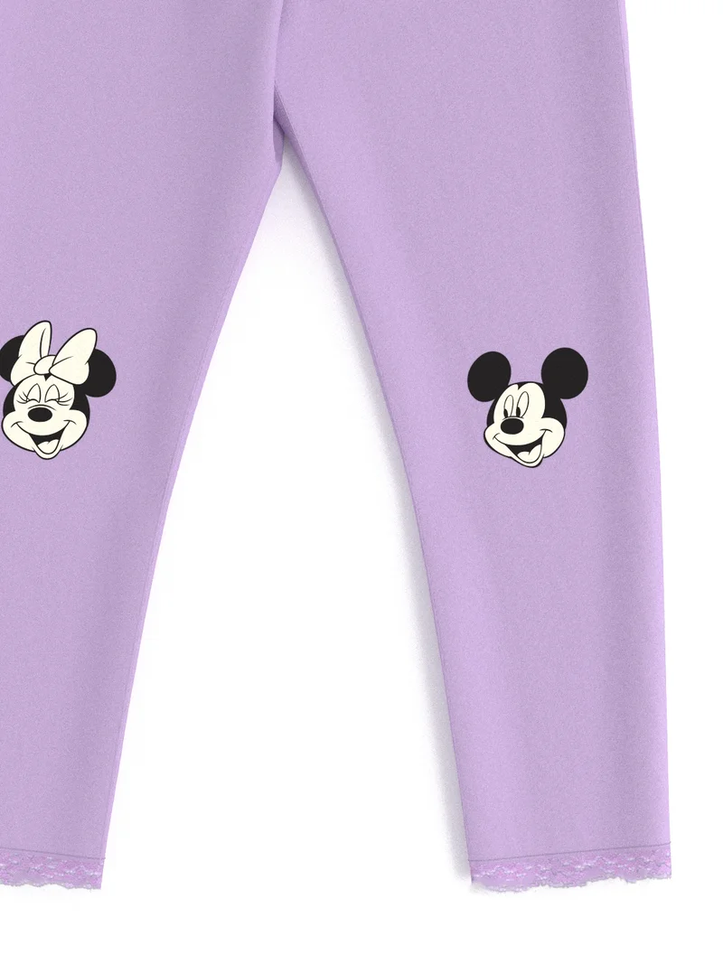 Nautinati Girls’ Graphic Print Leggings | Lace at Bottom Hem | Disney Print | 3-24 Months