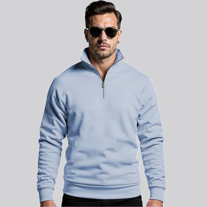 Trillion Half Zipper Solid Sweatshirt for Men (Pack of 2) - Image 4