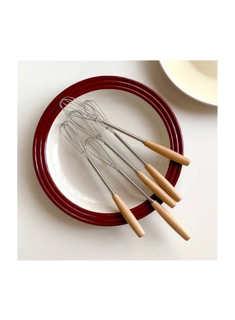 Stainless Steel Wire Egg Beater with Wooden Handle for Mixing Ingredients and Mixing Sauces 19cm - Image 2