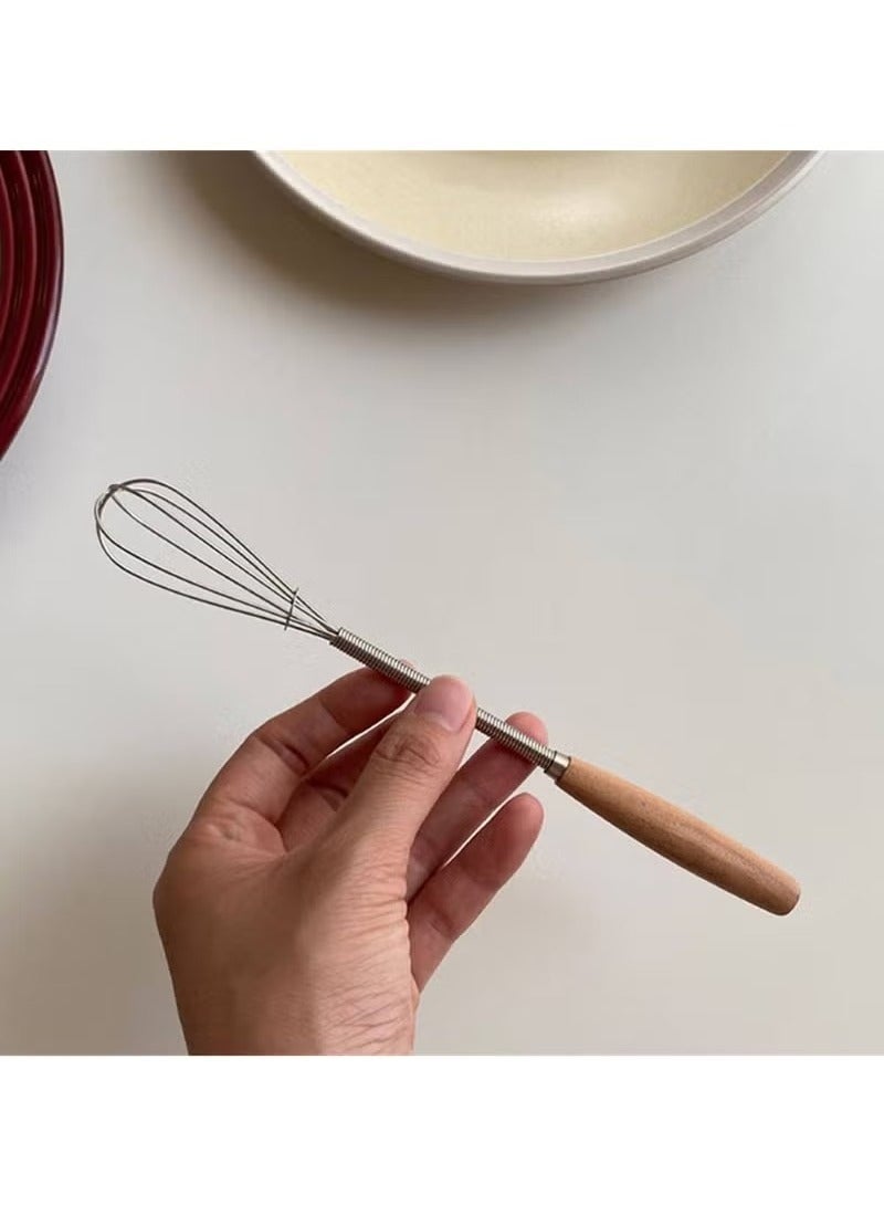 Stainless Steel Wire Egg Beater with Wooden Handle for Mixing Ingredients and Mixing Sauces 19cm - Image 3