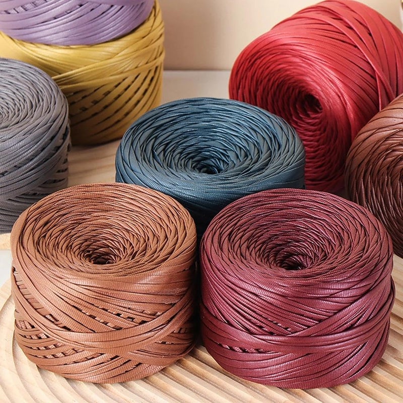 FOPUGT T-Shirt Yarn 200g (98 Yds) - Soft Single-Side Faux Leather Tshirt Yarn for Crocheting Bags, Rugs, Baskets, Coasters, Home Decor (Onyx Black) - Image 4
