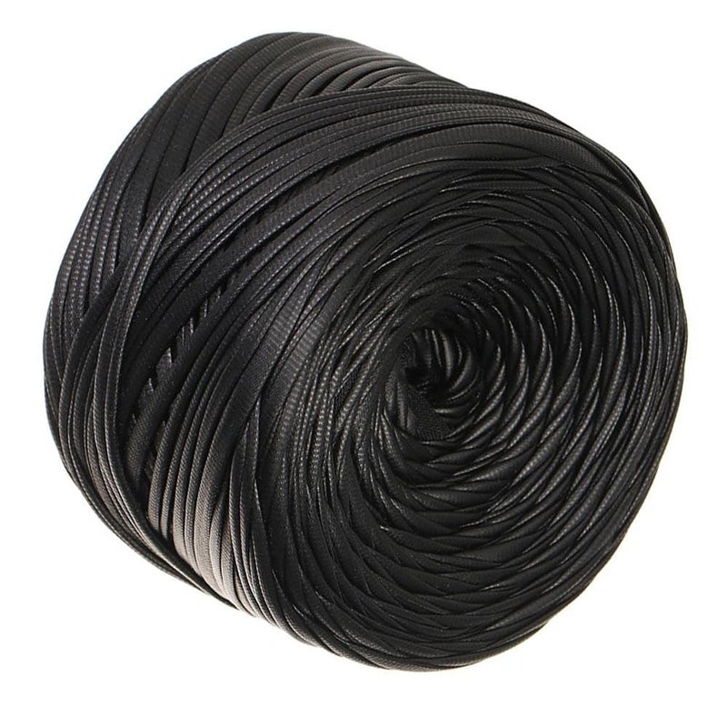 FOPUGT T-Shirt Yarn 200g (98 Yds) - Soft Single-Side Faux Leather Tshirt Yarn for Crocheting Bags, Rugs, Baskets, Coasters, Home Decor (Onyx Black) - Image 1