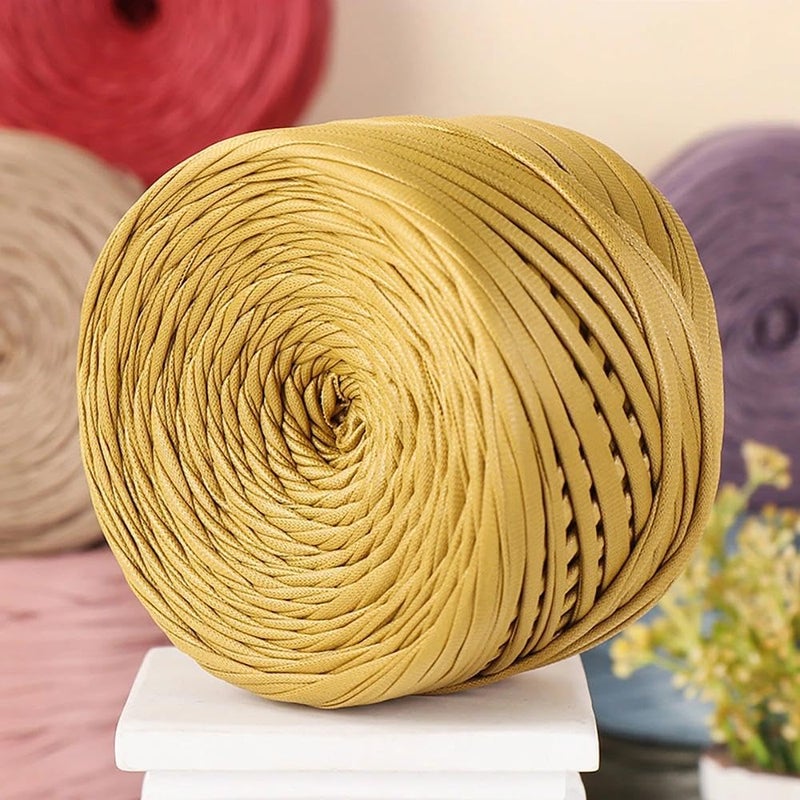 FOPUGT T-Shirt Yarn 200g (98 Yds) - Soft Single-Side Faux Leather Tshirt Yarn for Crocheting Bags, Rugs, Baskets, Coasters, Home Decor (Onyx Black) - Image 2