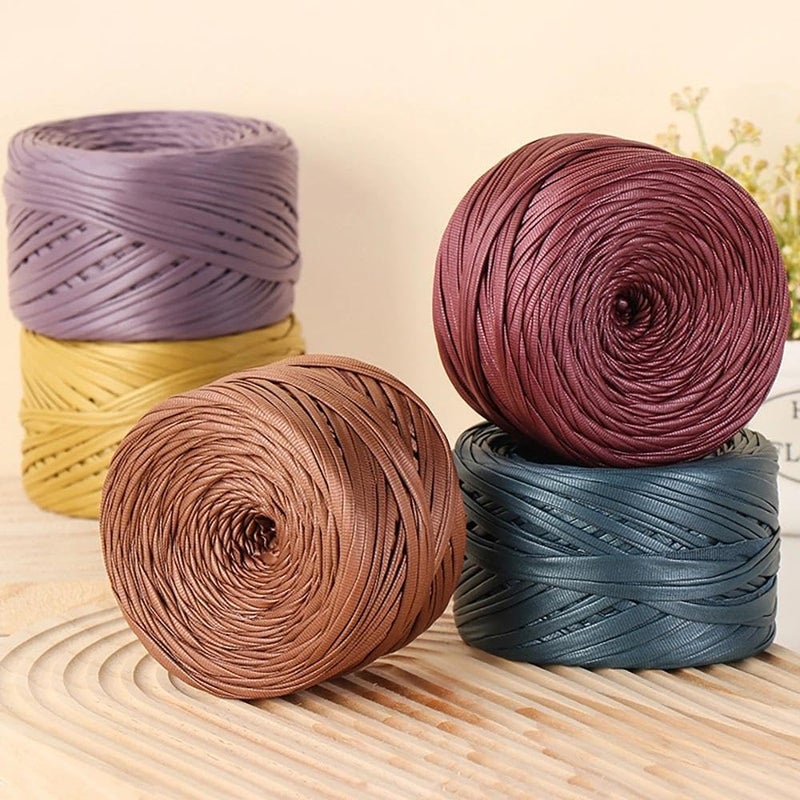 FOPUGT T-Shirt Yarn 200g (98 Yds) - Soft Single-Side Faux Leather Tshirt Yarn for Crocheting Bags, Rugs, Baskets, Coasters, Home Decor (Onyx Black) - Image 5