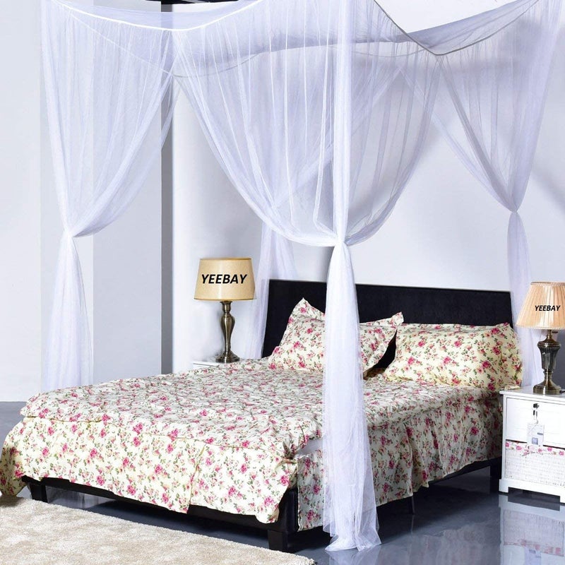 YEEBAY Mosquito Net for Bed Canopy, 4 Corner Post Curtains Bed Canopy Large Mosquito Netting Bedroom Princess Decoration for Girls & Adults, Fits Full/Queen/King Size Mosquito Net (7X7 FT, White) - Image 1