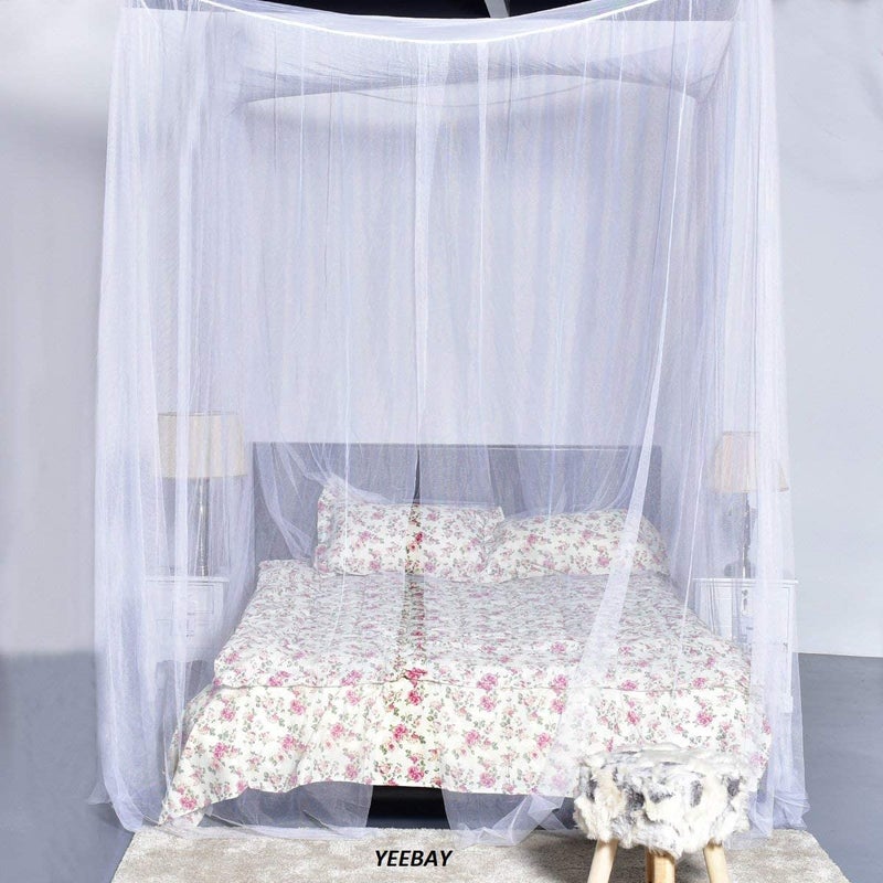 YEEBAY Mosquito Net for Bed Canopy, 4 Corner Post Curtains Bed Canopy Large Mosquito Netting Bedroom Princess Decoration for Girls & Adults, Fits Full/Queen/King Size Mosquito Net (7X7 FT, White) - Image 4