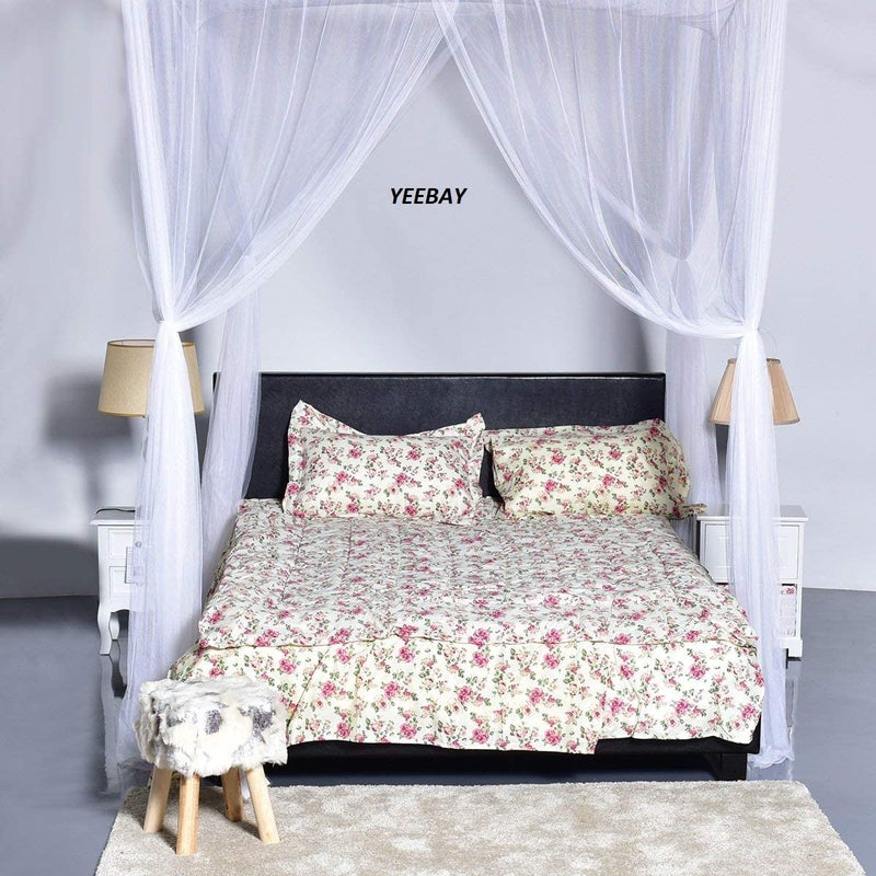 YEEBAY Mosquito Net for Bed Canopy, 4 Corner Post Curtains Bed Canopy Large Mosquito Netting Bedroom Princess Decoration for Girls & Adults, Fits Full/Queen/King Size Mosquito Net (7X7 FT, White) - Image 5