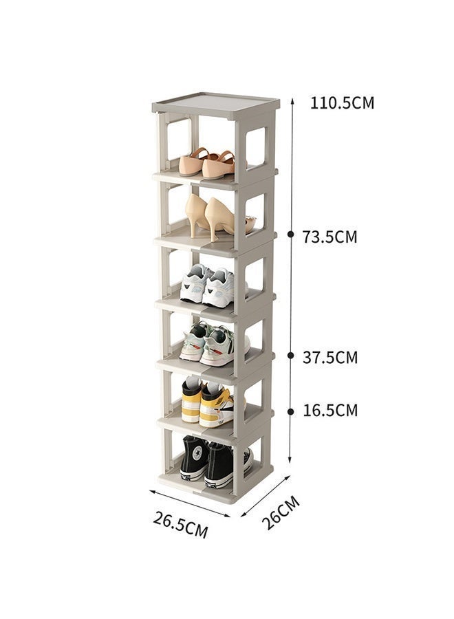 7-Tier Foldable Shoe Rack, Stackable Detachable Vertical Shoe Tower, Space-Saving Open Shoe Cabinet for Entryway, Corridor, Living Room, Closet, Narrow Space, Multi-Function Shoe Organizer for Sneakers, Heels, Boots - Image 2