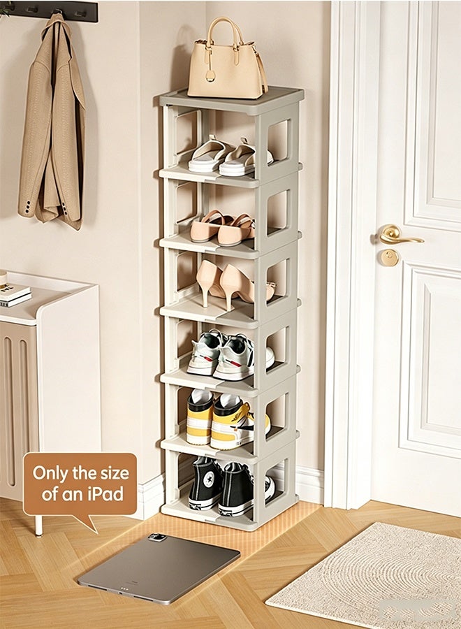 7-Tier Foldable Shoe Rack, Stackable Detachable Vertical Shoe Tower, Space-Saving Open Shoe Cabinet for Entryway, Corridor, Living Room, Closet, Narrow Space, Multi-Function Shoe Organizer for Sneakers, Heels, Boots - Image 5