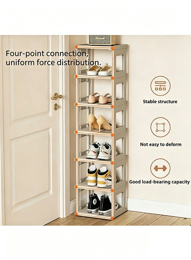 7-Tier Foldable Shoe Rack, Stackable Detachable Vertical Shoe Tower, Space-Saving Open Shoe Cabinet for Entryway, Corridor, Living Room, Closet, Narrow Space, Multi-Function Shoe Organizer for Sneakers, Heels, Boots - Image 3