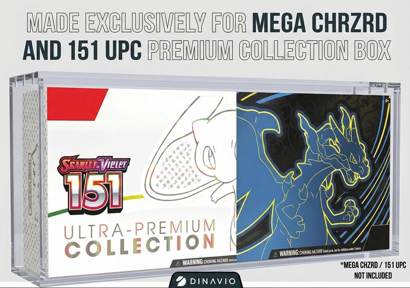 Dinavio Crafthouse Acrylic Display Case for Mega CHARZRD X ex Ultra-Premium Collection UPC and 151 UPC - Magnetic Lid 8+5mm Acrylic with N52 Magnets - Compatible with Mega Charzrd X ex UPC and 151 UPC - Image 2
