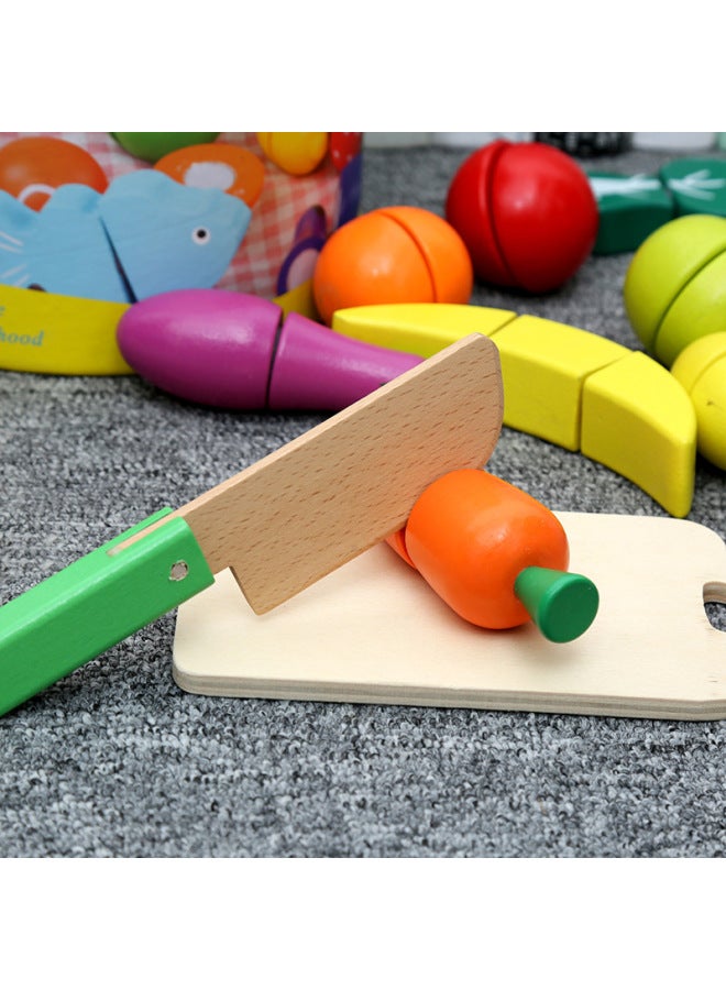ألعاب تقطيع الفواكه للأطفال، تقطيع الخضروات، مشاهدة برميل، قطع الموسيقى، ألعاب خشبية للأطفال، اللون: قطع الفواكه والخضروات - Image 3