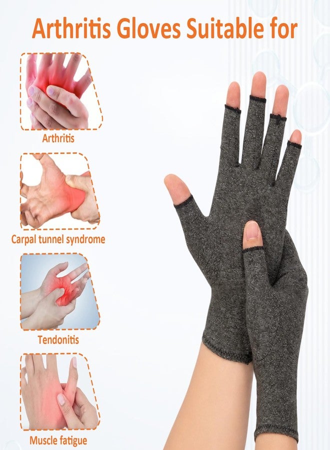 FDFuZhao 3 Pairs Arthritis Compression gloves Women Men, Fingerless Carpal Tunnel Gloves, Wrist Brace Hand Support for Swelling, Crocheting, Typing, Trigger Finger Relief - Image 4