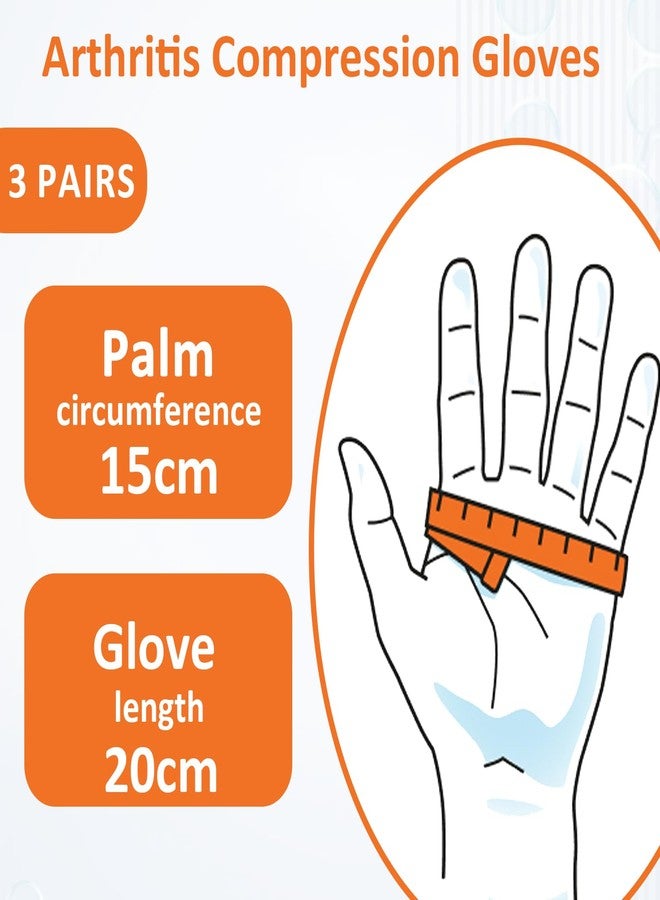 FDFuZhao 3 Pairs Arthritis Compression gloves Women Men, Fingerless Carpal Tunnel Gloves, Wrist Brace Hand Support for Swelling, Crocheting, Typing, Trigger Finger Relief - Image 2