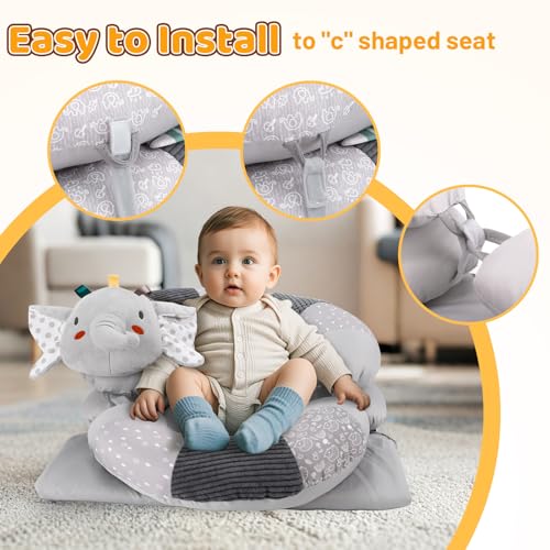 Blublu Park 3-in-1 Tummy Time Pillow and Seated Support Playmat with Detachable Early Sensory Toys for Infant, Sitting Support to Prevent Reflux, Portable Gifts for Newborn Boys and Girls (Grey) - Image 3
