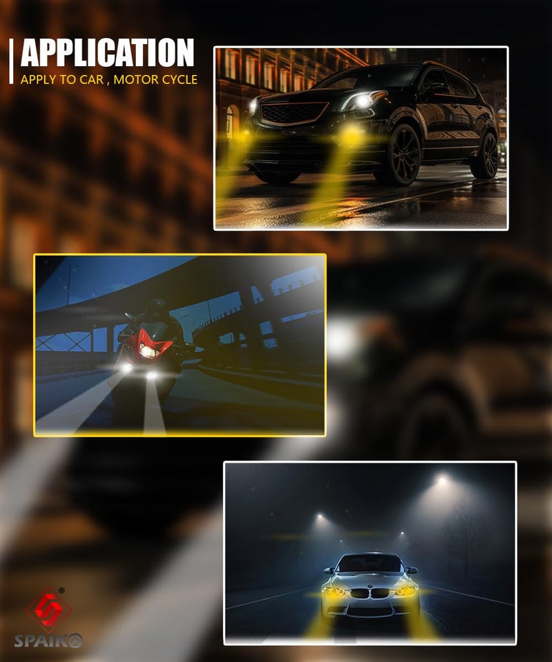 Spaiko® Mini Projector LED Fog Light for Bikes, Scooters & Motorcycles | Dual Color White & Yellow Driving Light with On/Off Switch | 12V, 30W Waterproof Spotlight Lamp - Image 5