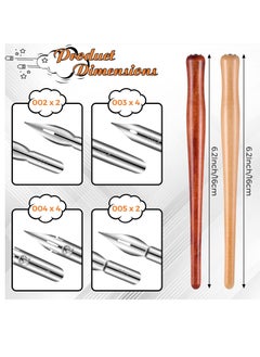 Excefore 14 Pieces Dip Pen Nibs Holders with Comic Pen Nib Set Calligraphy Wooden Drawing Pen Holder with Stainless Steel Pen Nib for Writing Painting Signing Present  - Image 2