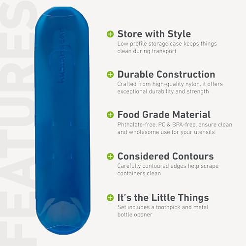 humangear GoBites Trio - Travel & Camping Utensils - Portable & Convertible Dining Ware - Multi-Functional Knife, Fork, Spoon & Toothpick, Blue - Image 4