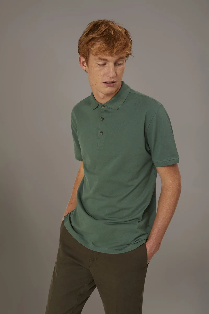 Short sleeve polo 100% cotton piquet - Grass Green