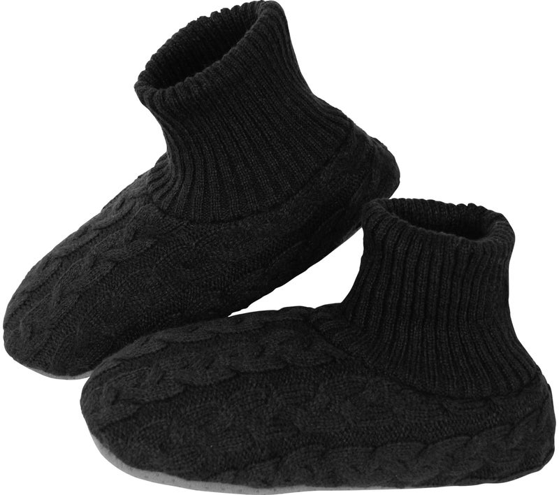BenSorts Slipper Socks for Men Comfy Cozy Thick House Indoor Boot Sock with Grippers Shoes with Anti-Skid Bottom Soles Black Size 10 11 12 13 - Image 1