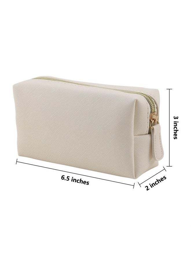 Apooliy Leather Makeup Bag for Purse Travel, Portable Small Cosmetic Organizer for Women and Girls, Make up Bag with Zipper  - Image 2