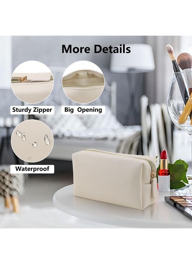 Apooliy Leather Makeup Bag for Purse Travel, Portable Small Cosmetic Organizer for Women and Girls, Make up Bag with Zipper  - Image 4