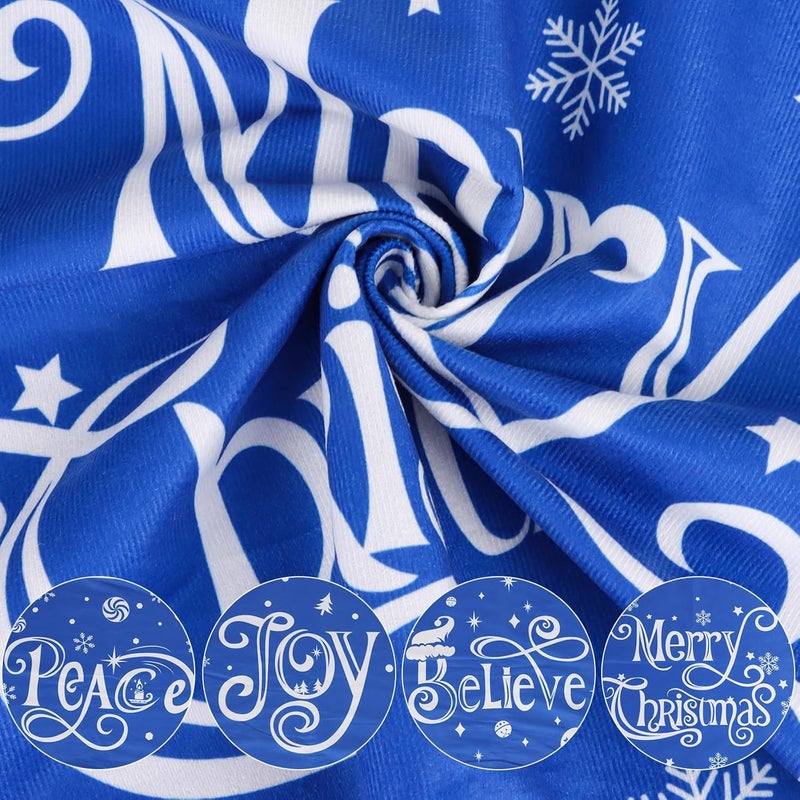 CCINEE 4pcs Christmas Chair Covers for Dining RoomsBlue Holiday Chair Slipcovers for Kitchen Wedding Xmas Party Table Decor Winter Christmas Chair Back Covers - Image 3