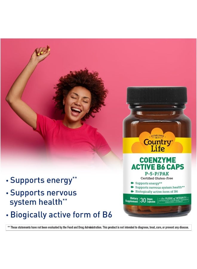 Country Life - Active B6 Caps Coenzyme P5P/Pak 50 Mg. 30 Capsules - Image 4