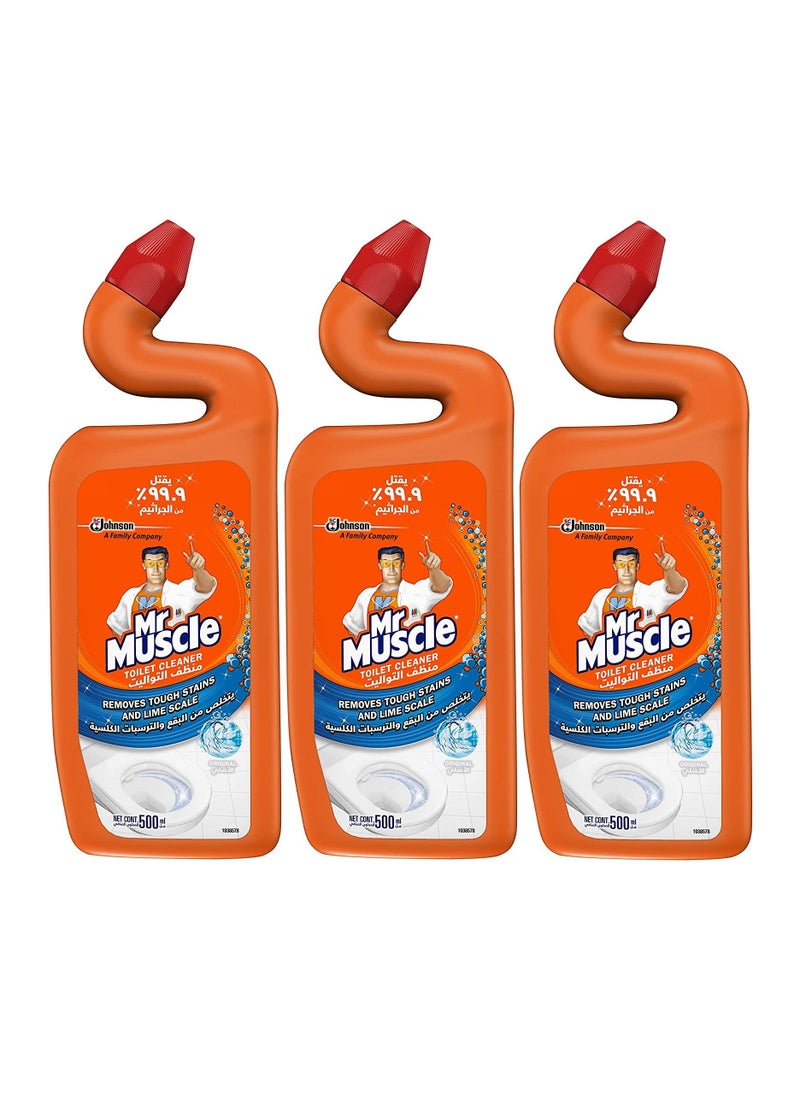 Mr Muscle - Toilet Cleaner Removes Tough Stain and Lime Scale 500ml pack of 3 - Image 1