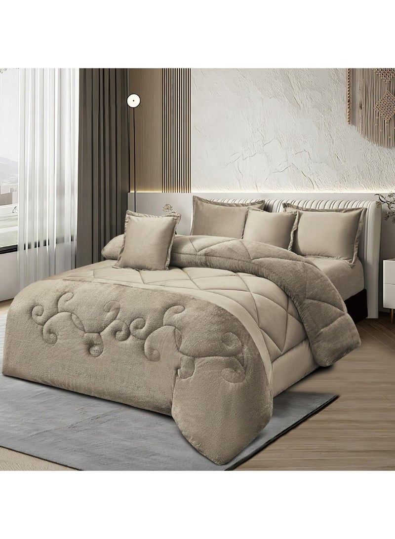 Roshen 4-piece winter single bed sheet set, soft velvet middle filling with plain fur, double-sided, velvet material, quilt size 210*170