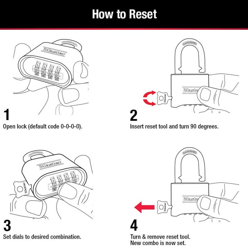 Master Lock Brass Combination Lock, Gate Lock for Outdoor Fence or Shed, Customizable Combination Padlock with Extended 2-1/4-Inch-Long Shackle, 2 Pack, 175LHEC2 - Image 5