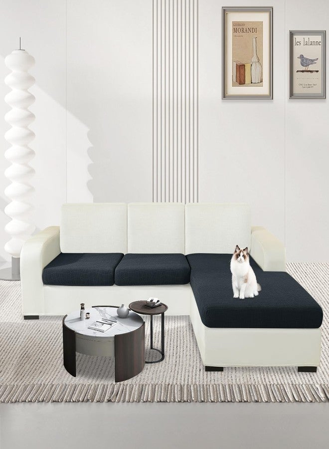 MAXIJIN Waterproof 3 Pieces Couch Cushion Covers for Sectional Sofa Seat Slipcover Stretch Sectional Couch Cover for L Shape Left/Right Chaise with Elastic Bottom (2 Seater + 1 Chaise, Dark Gray) - Image 2