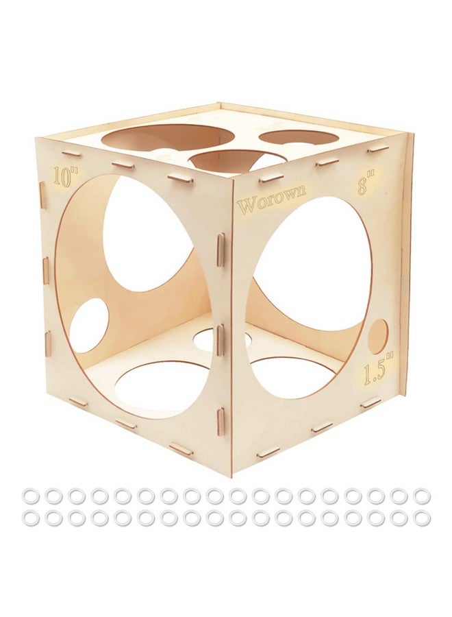 Worown 14 Holes Collapsible Wood Balloon Sizer Box 110 Inch Balloon Sizer Cube Balloon Size Measurement Tools For Balloon Arches Balloon Columns Balloon Decorations - Image 1
