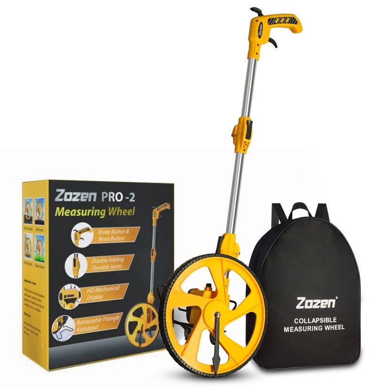 Zozen Professional Measure Wheel with Brake Handle Reset Advanced CollapsibleMechanical Distance Measuring Wheel in Feet Up To 10000Ft with Cloth Carrying Bag
