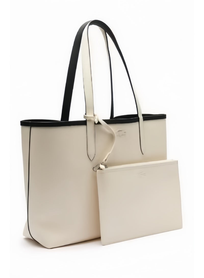 لاكوست حقيبة يد كبيرة بسعة مزدوجة الجوانب من لاكوست للنساء، متعددة الوظائف، عصرية، باللونين الأسود والأبيض - Image 4