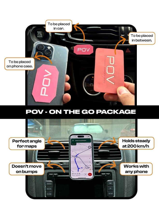 POV On The Go – حامل موبايل قوي، بيثبت بالمغناطيس على أي سطح حديد، سواء في العربية أو الجيم أو البيت ممتاز لو بتصور وأنت بتتحرك، أو محتاج تثبيت آمن للموبايل. - وردي
