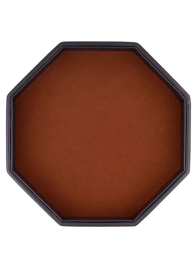 RERIVER RERIVER Dice Rolling Tray, Felt Lined PU Leather Octagon Dice Tray for Dungeon Crawler Games, Coffee  - Image 1