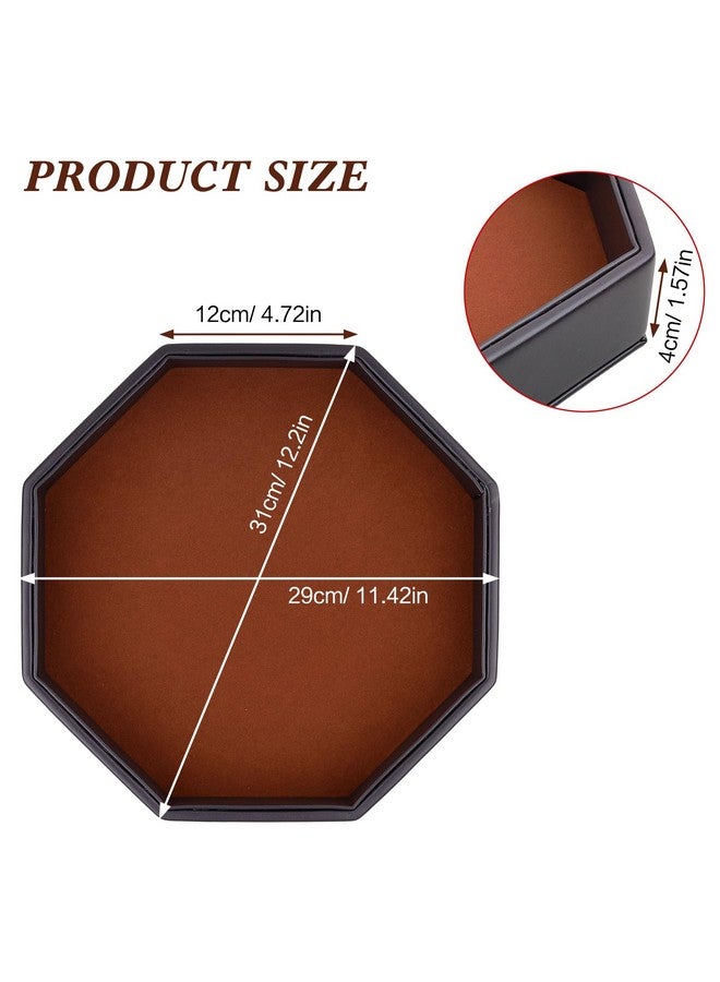 RERIVER RERIVER Dice Rolling Tray, Felt Lined PU Leather Octagon Dice Tray for Dungeon Crawler Games, Coffee  - Image 3