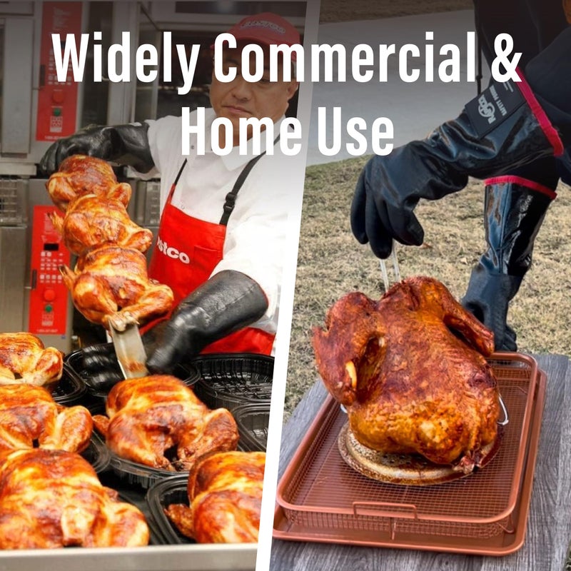 RAPICCA 932Â°F Heat Resistant BBQ Grill Gloves: Oil Resistant Waterproof for Smoking Grilling Cooking Barbecue Deep Frying Turkey Rotisserie Handling Hot Greasy Meat Stocking Stuffers - 17 in Size XL - Image 5