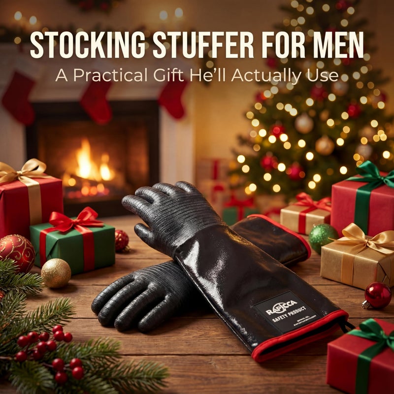 RAPICCA 932Â°F Heat Resistant BBQ Grill Gloves: Oil Resistant Waterproof for Smoking Grilling Cooking Barbecue Deep Frying Turkey Rotisserie Handling Hot Greasy Meat Stocking Stuffers - 17 in Size XL - Image 3