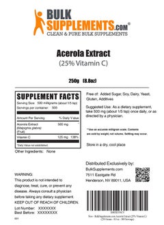 BULKSUPPLEMENTS.COM Acerola Cherry Extract (25% Vitamin C) Vitamin C Powder Acerola Cherry Powder Natural Vitamin C Supplement Plant Based Vitamin C Acerola Powder (250 Grams 8.8 Oz)  - Image 3