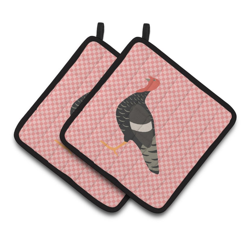 Caroline's Treasures ""Caroline's Treasures Marragansett Turkey Pink Check Decorated Pot Holder  7.5"""" x 7.5"""""" 