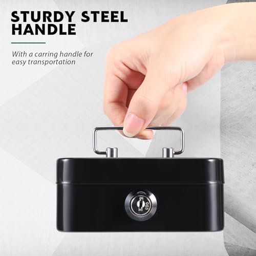 Tandefio 4 Pieces Small Money Box with Lock Metal Cash Box Piggy Bank with Lock and Slot 45 x 33 x 2 Inch Metal Coin Bank Gifts for Christmas New Year Black Green Gray Pink - Image 3